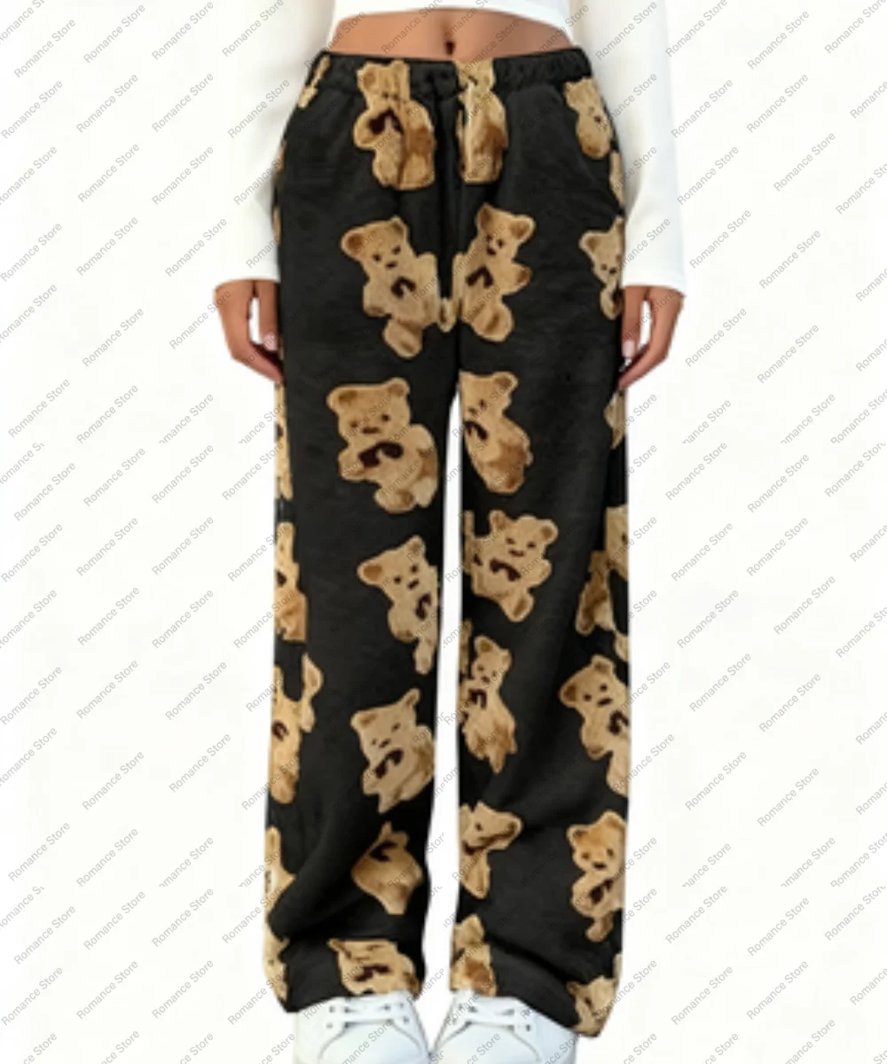 عالية الجودة الخريف والشتاء المرأة الفانيلا السراويل النوم غير رسمية مع مرونة الخصر ليوبارد طباعة النوم السراويل المنزل السراويل