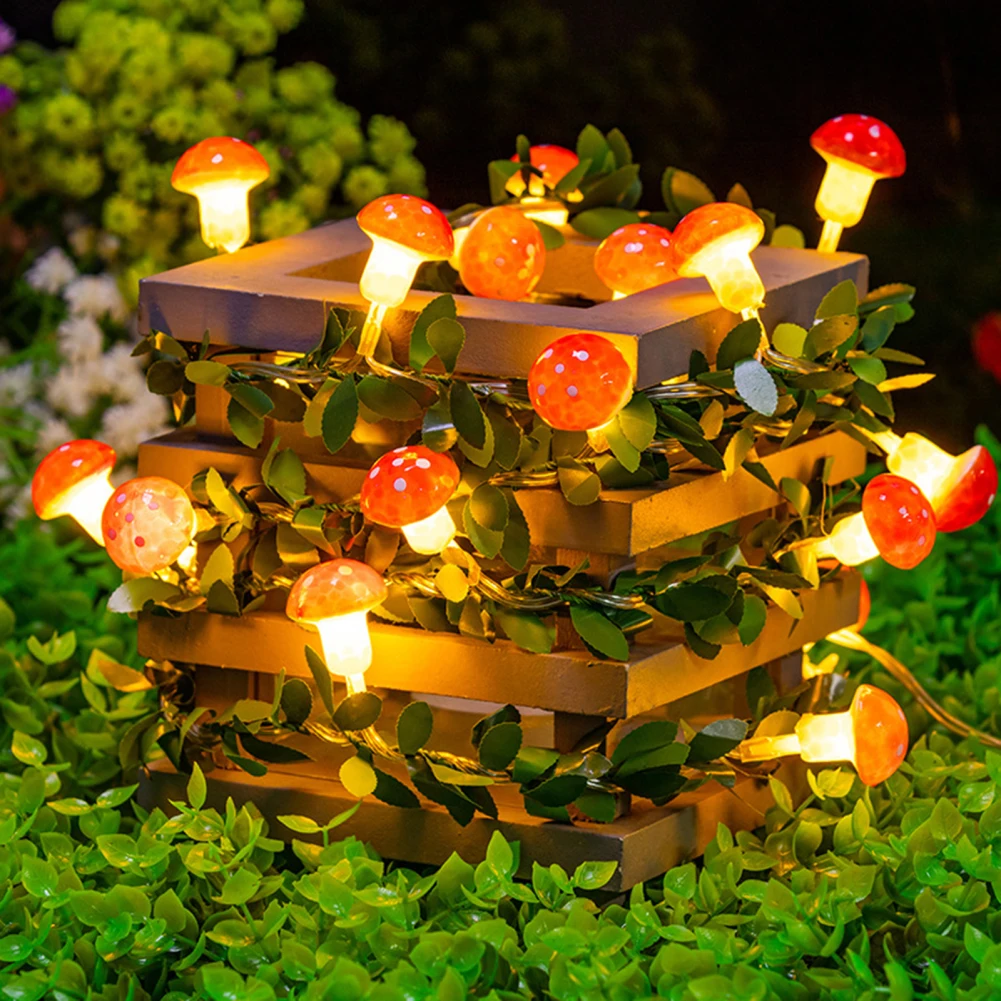 Mushroom String Lights with Button Control Mode Easter LED Light, Farmhouse Egg String Lights, Decorações para Jardim