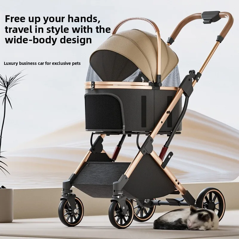 Copopet Pet Stroller Detachable Basket Ultra Light Foldable Portable Aluminum Frame Cats Dogs Trolley for Dog Stroller for Dog view 2