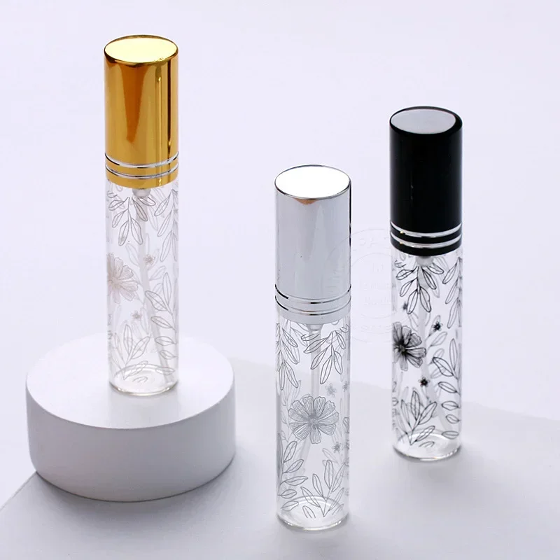 10 ML Portable Pattern Glass Perfume Bottle With Atomizer Empty Spray Cosmetic Liquid Mini Refillable Bottles Travel Parfum Case