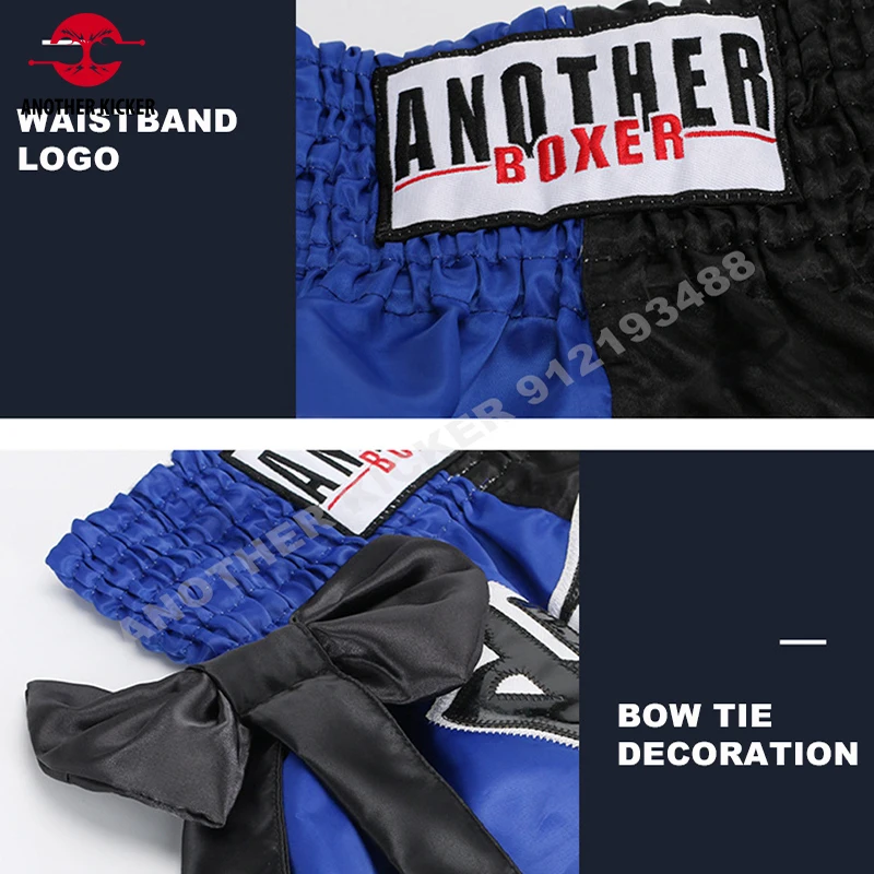 Muay Thai Bow Ribbon Bowknot Bo Shorts para homens e mulheres, calças de ginástica de poliéster, MMA roupas para combate