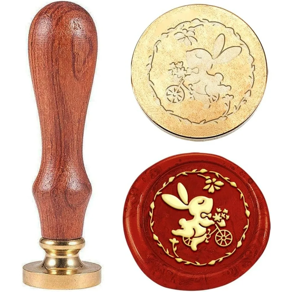 1pc Rabbit Wax Sealing Stamp Easter Bunny Wax Seal Stamp Gift for Christmas 25mm Vintage Removable Brass Head Stamp