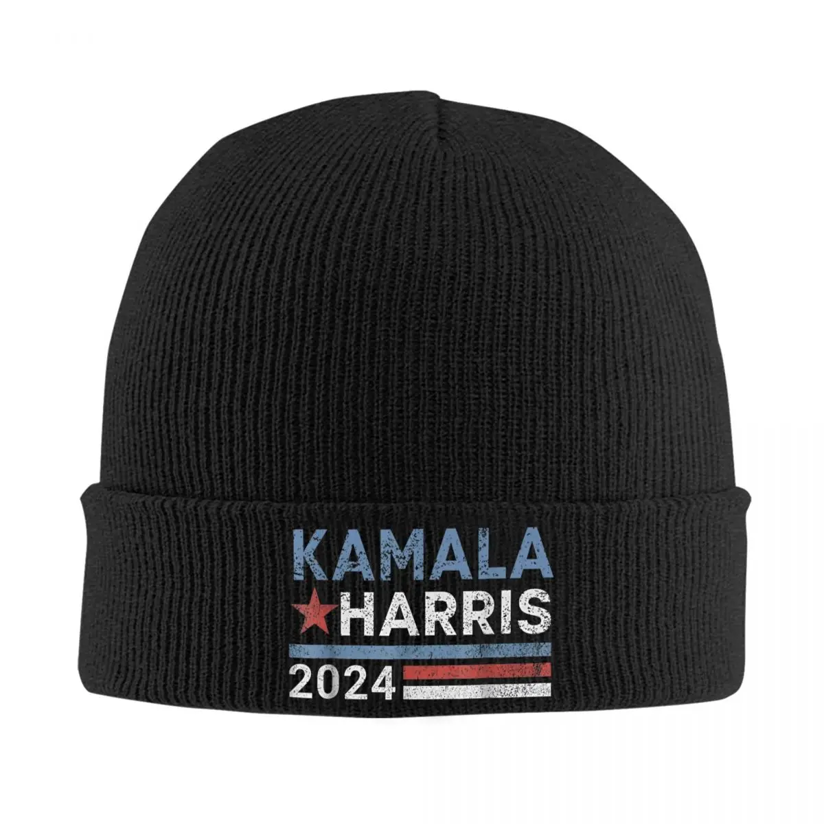 Vintage Kamala Harris 2024 Motorhaube Hüte Mütze Hüte Design Strick mütze Winter Retro Männer Frauen Hippie elastische Mütze