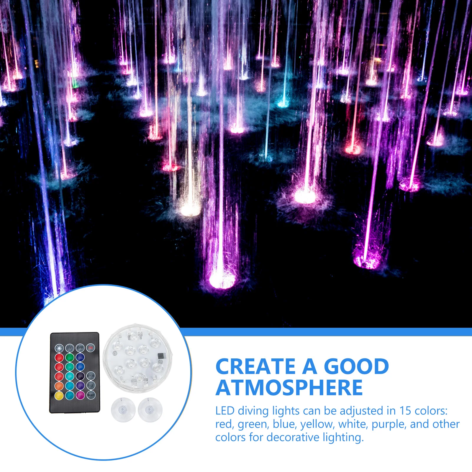 Luce subacquea a LED telecomandata 15 colori impermeabile IP68 luce subacquea per laghetto dell'acquario fuori terra