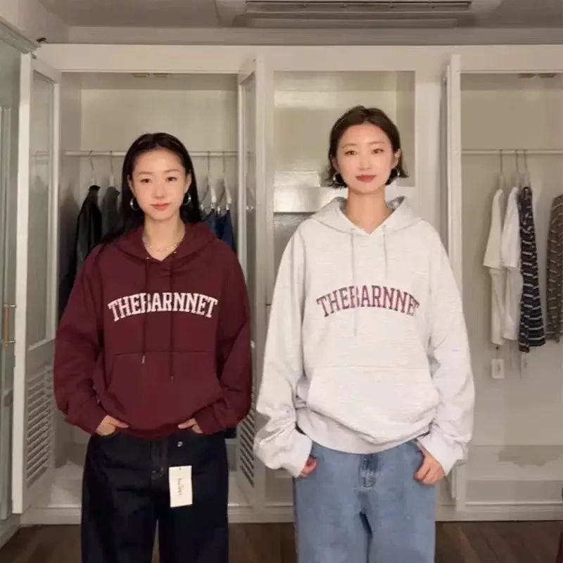 

Свободная женская толстовка с длинными рукавами Dongda Gate Eight Milk Home в американском ретро-стиле с буквенным принтом, повседневная, универсальная, удобная.