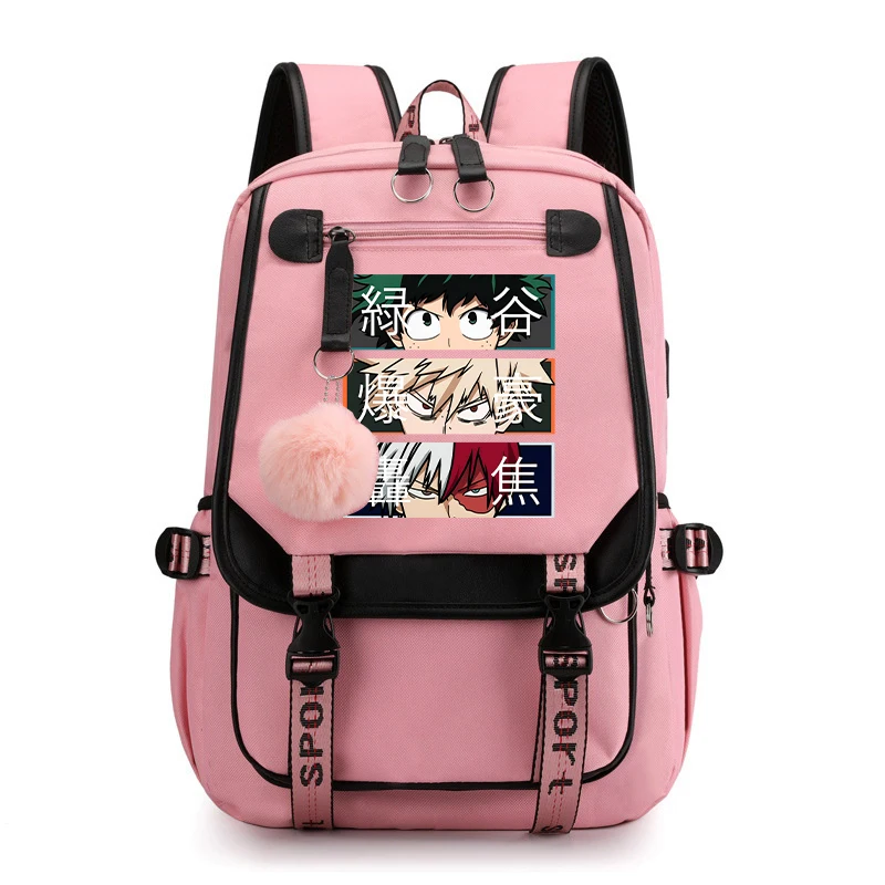 Novo anime deku bakugou katsuki todoroki shoto impressão mochila estudante feminino algodão lona mochila kawaii feminino masculino mochila