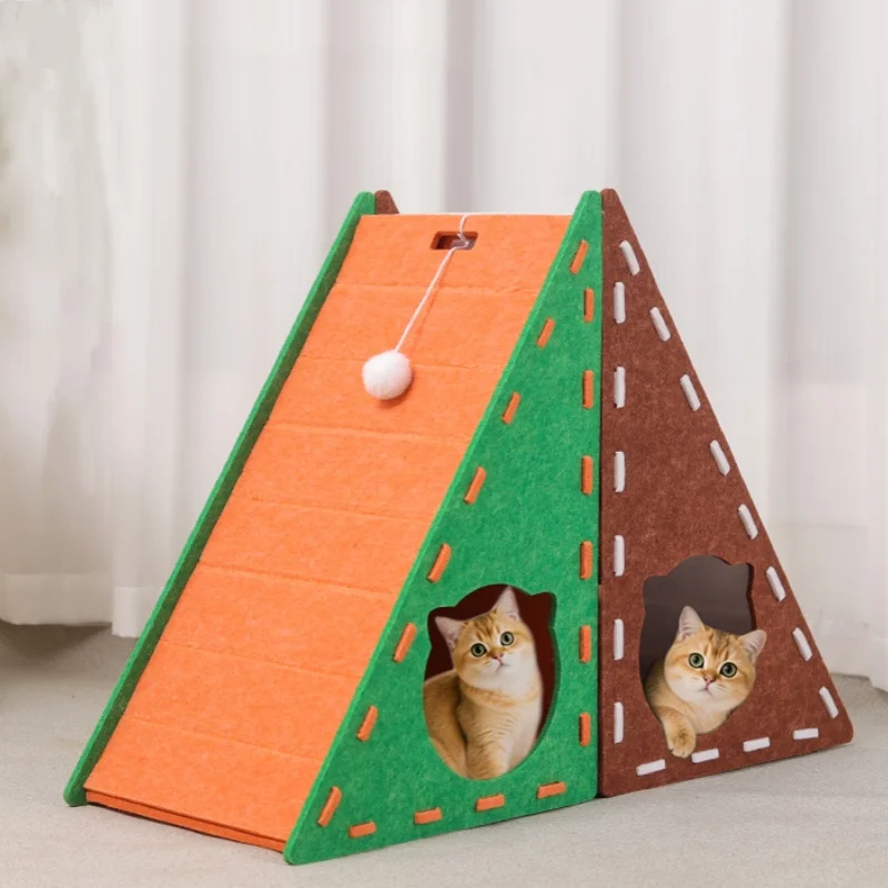 Dreieckiger, vertikaler, integrierter Katzenkratz-Katzenkratzer, nicht ausfallender Filz-Kratzunterlage, verschleißfestes Kätzchen-Klettern