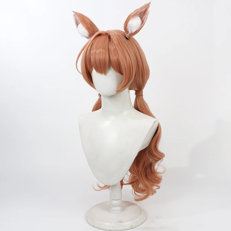 Iochi Mari Cosplay Wig Blue Archive Orange 80cm Wavy Heat Resistant Synthetic Hair Halloween Party Role Play + Free Wig Cap image 4