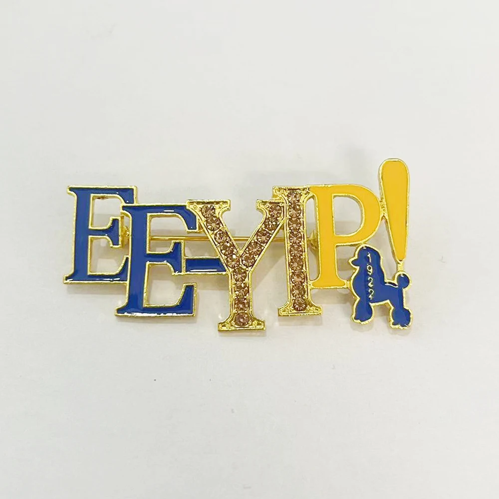 سيجما جاما رو غرامة الأصفر والأزرق نادي نسائي يوناني جودة عالية EE-YIP رسالة 1922 القلطي سيدة دبابيس الملابس والمجوهرات #1