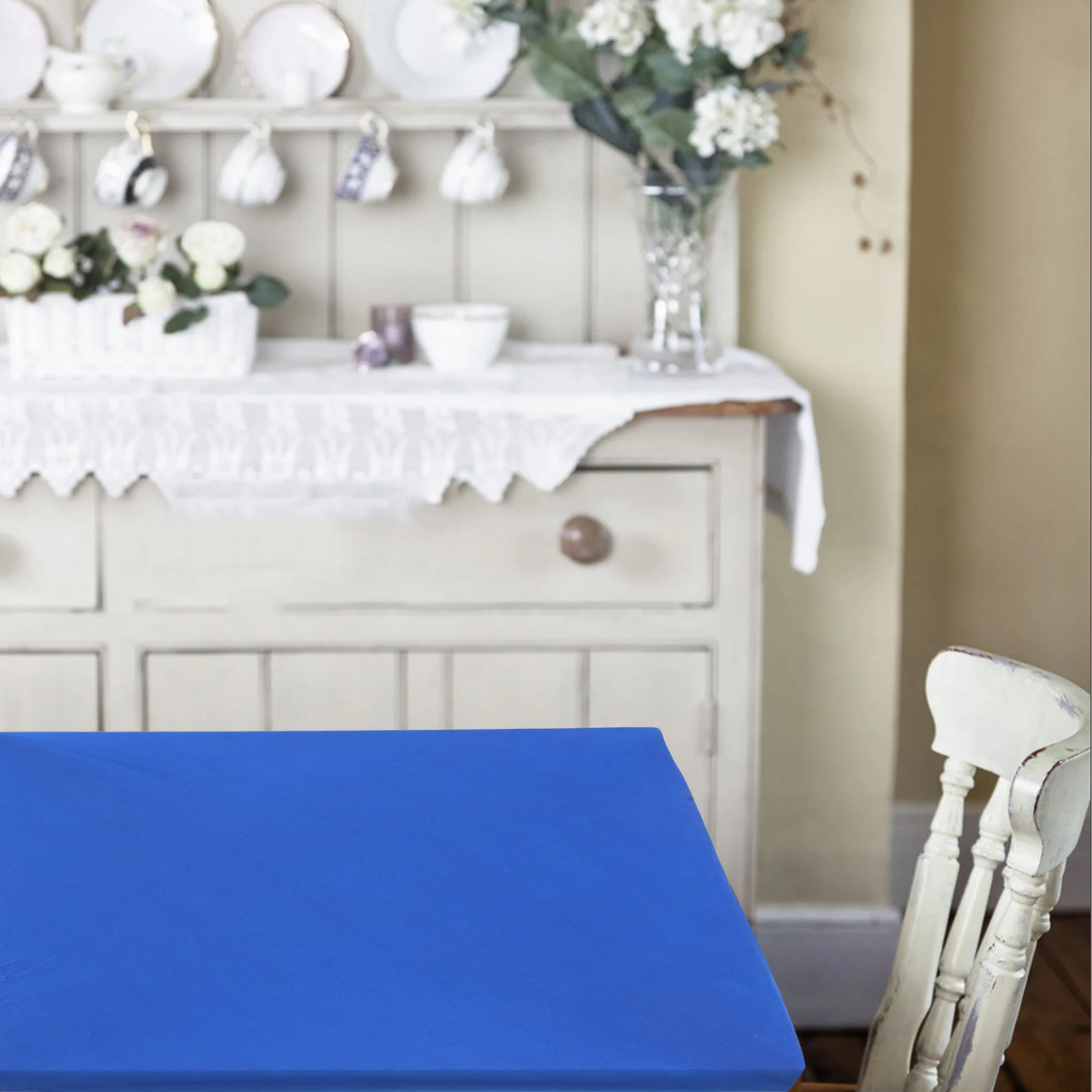 

Elastic Square Tablecloth Solid Color Polyester Stretch Fitted Table Cover Outdoor Garden Picnic Party Protector