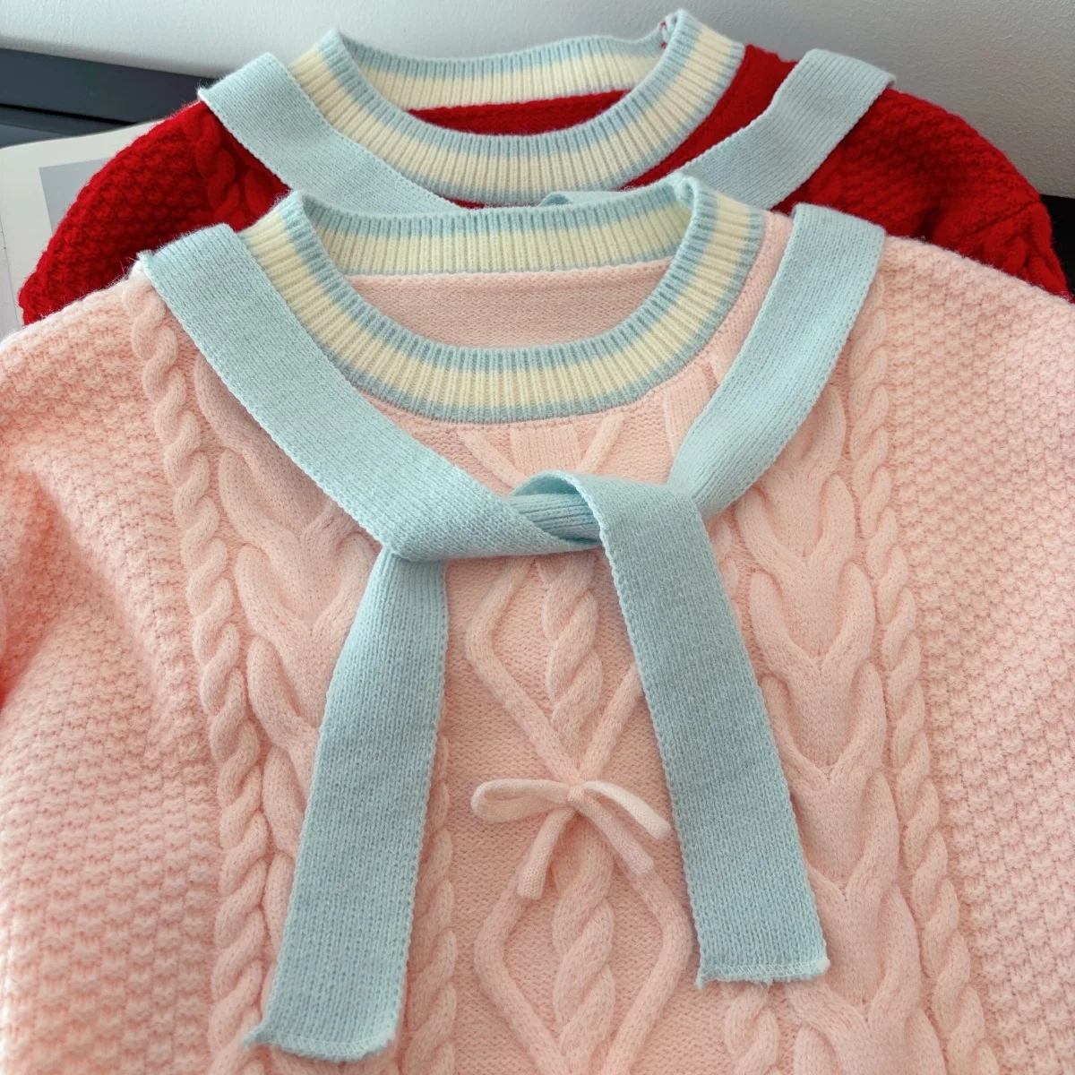 المرأة الوردي متماسكة البلوز سترة 2000s خمر الكورية نمط البلوز متماسكة طويلة الأكمام القابلة للإزالة هوديي سترة الكشمير المعنقة الربيع #4