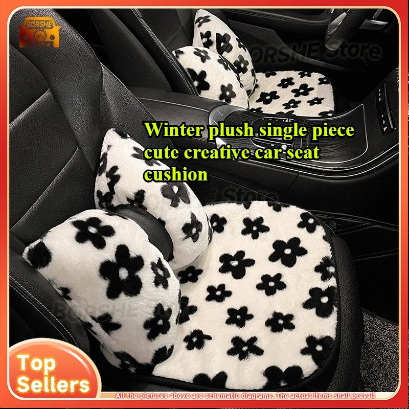 

Universal Seat CoversWinter Car Seat Cushion Plush Single Piece Cute Creative Car Mat Warm for Cold Weather All Season Use 3