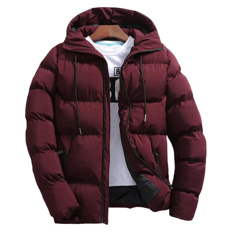 Men\'s Coats Winter Parkas Casual Solid Hooded Parka Coat Men Long Sleeve Windbreak Lightweight Padded Jackets Streetwear Jacket