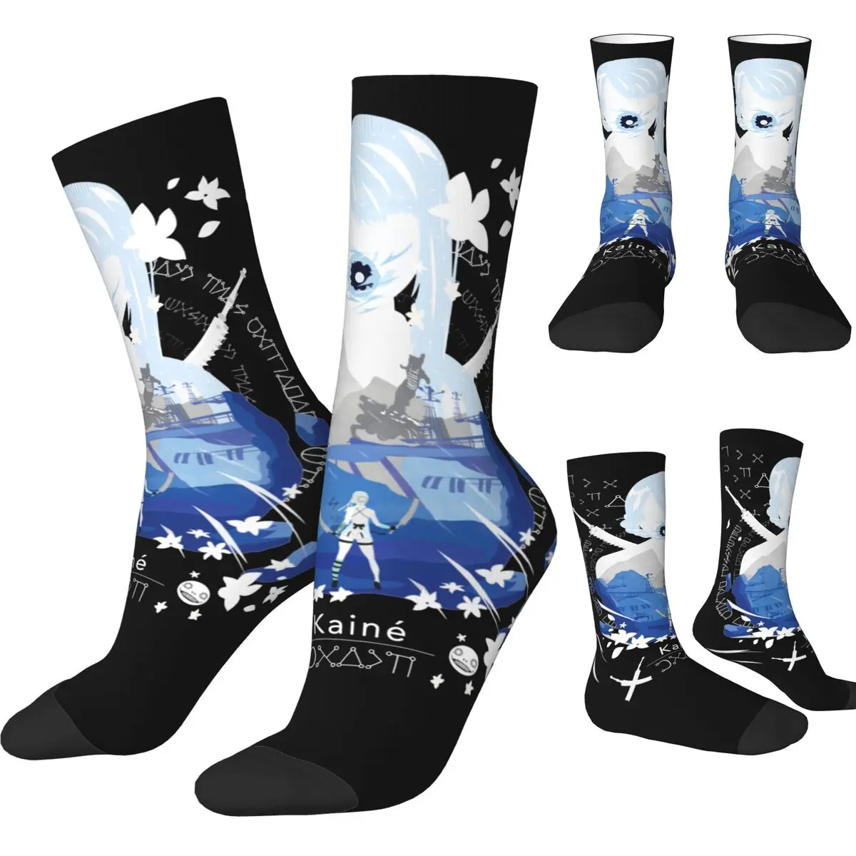 Cool Kaine Skateboard Socks Nier Replicant Automata Game Polyester Long Socks for Women Men Non-slip