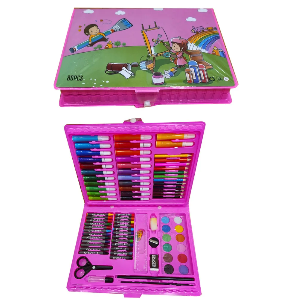 86PCS Princess Spaceman Coloring Artists Artistic Crayon Pastel Pencil Drawing Kids Stationery Case Art Sets