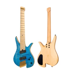 Batking 8 String Fanned Fret Headless Electric Travel Guitar with Multiscale Birdeyes Fingerboard Of Luminous Inlay