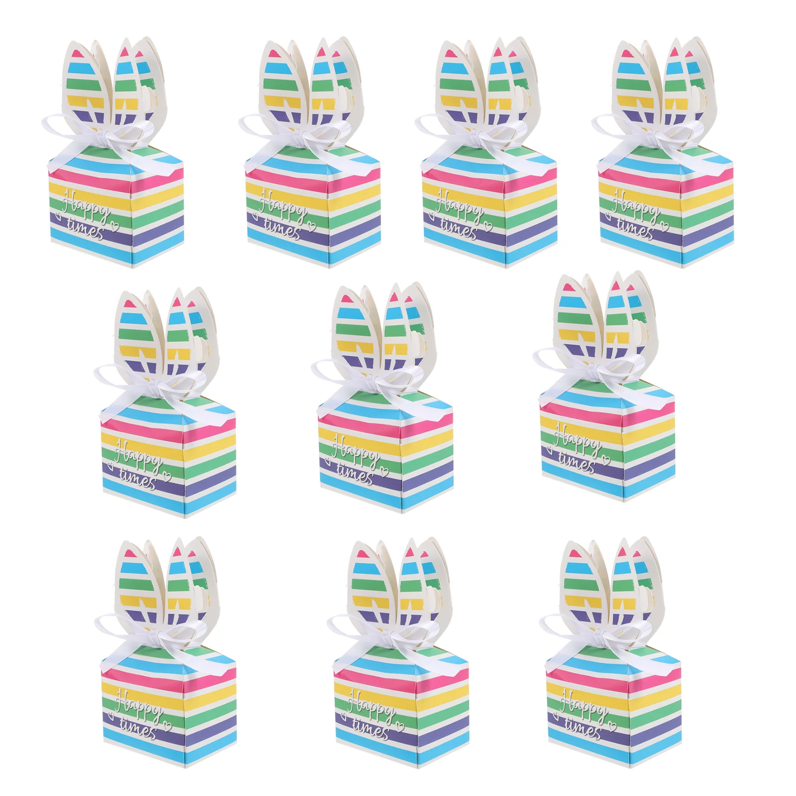 10 Pcs Rabbit Gift Box Bunny Candy Boxes Easter Party Bags Kids Gifts Carton Goody Happy Times Favors Paper Wrapping Child