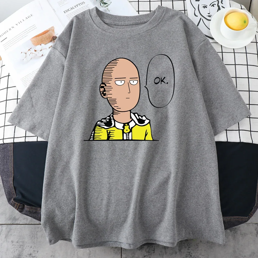 Anime One Punch Hero Saitama Oppai Women T-Shirt 2024 New Summer Short Sleeve Shirt Breathable High Quality Tops Tees