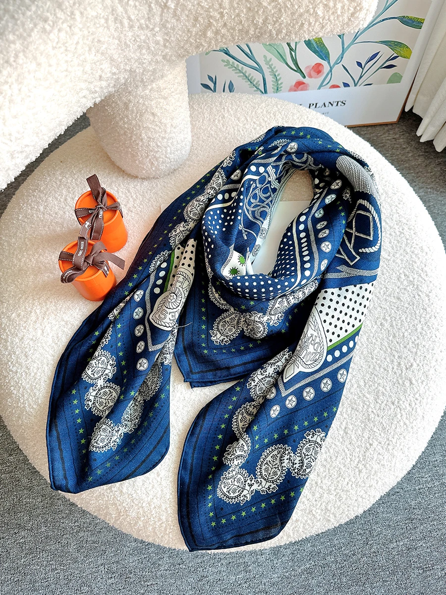 Paisley Scarf Men Winter Cashmere+Silk Scarf Herm* Branded Design Double-Sided Printing Fashion Ladies Zouaves Et Dragons Shawl