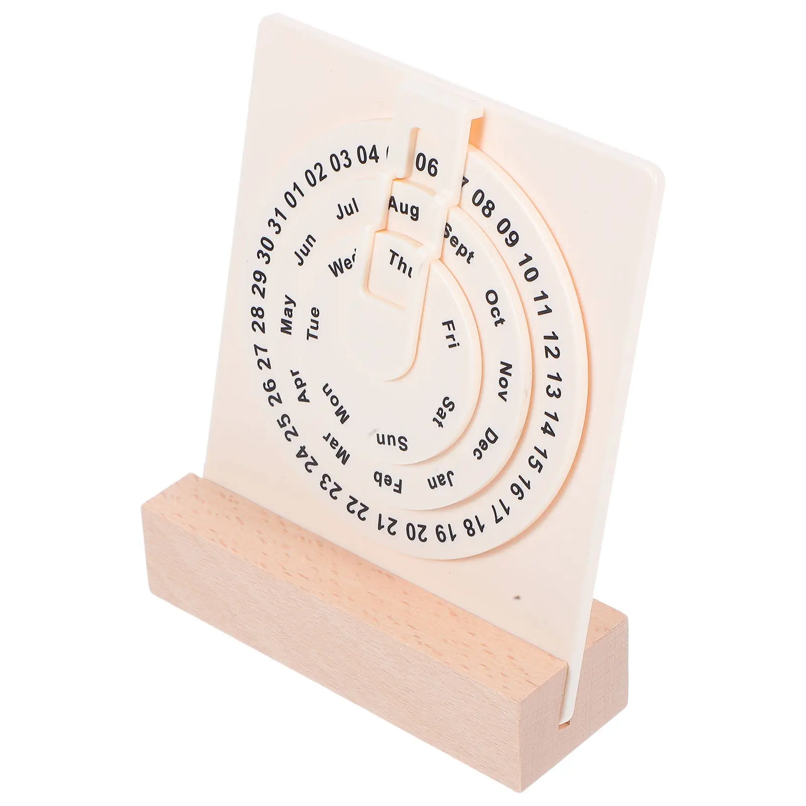 

Rotating Wooden Perpetual Desk Calendar Manual Adjustable Date Time Day Display Fine Crafted Home Office Decoration Creative