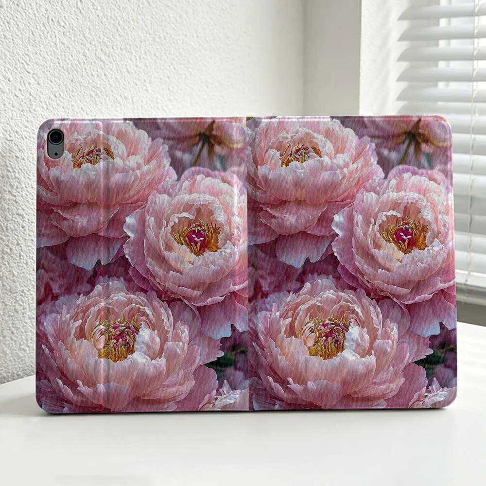 Pink Peony Flowers For iPad Pro Air mini 7 6 5 4 3 2 1 9gen M5 M4 11th 10th A17 Pro A16 Soft Inch Tablet Case Cover 4