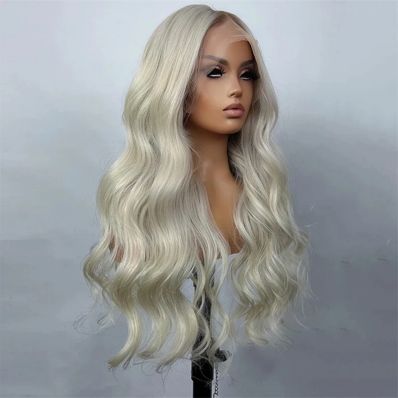 13X6 HD Transparent Platinum Ash Blonde Colored Lace Front Wig Pre Plucked 13X4  White Lace Frontal Wigs For Women Human Hair