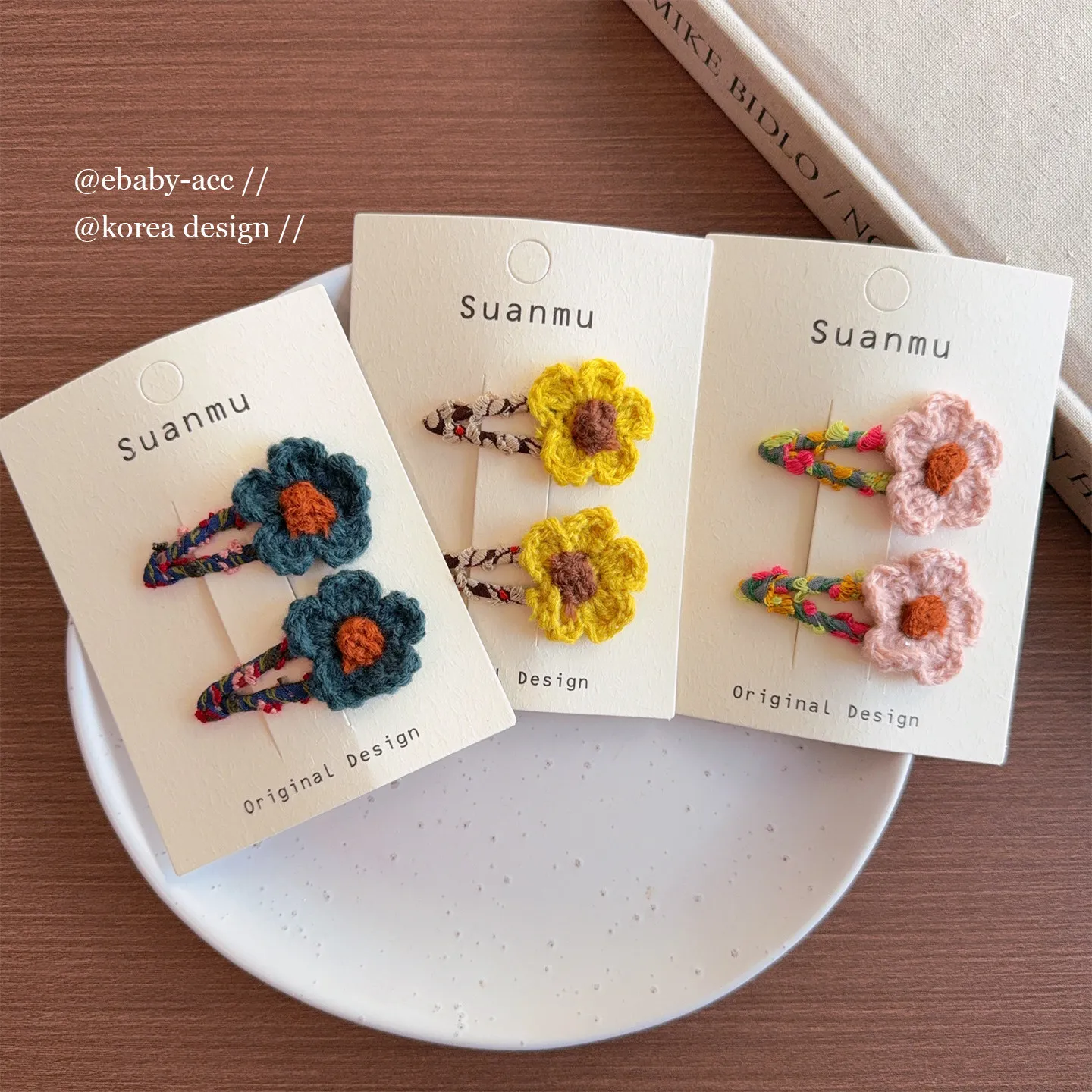Hair Clip Girls Korean Flower Yarn BB Clip Side Bangs Fringe Hairpin Cute Ethnic Vintage Forest Colorful Soft Lightweight Party