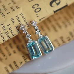 CAOSHI Graceful Sky Blue Zirconia Pendant Earrings for Women Engagement Jewelry Fashion Female Wedding Ceremony Accessories