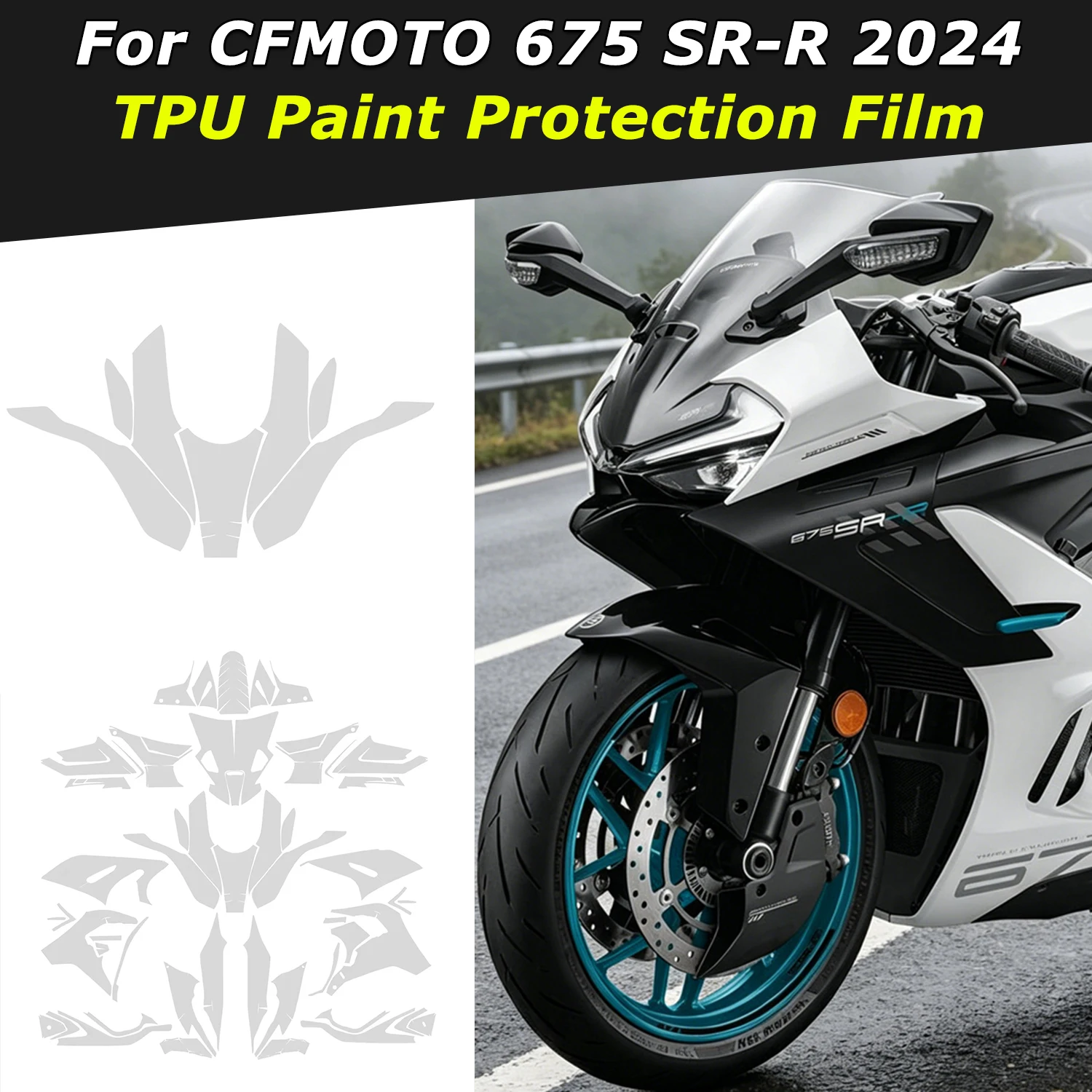 675SR-R 675 SR R PPF Motorcycle Paint Protection Fits For CFMOTO 675 SR-R 2024 Fairing Protection Clear TPU Anti-scratch Film