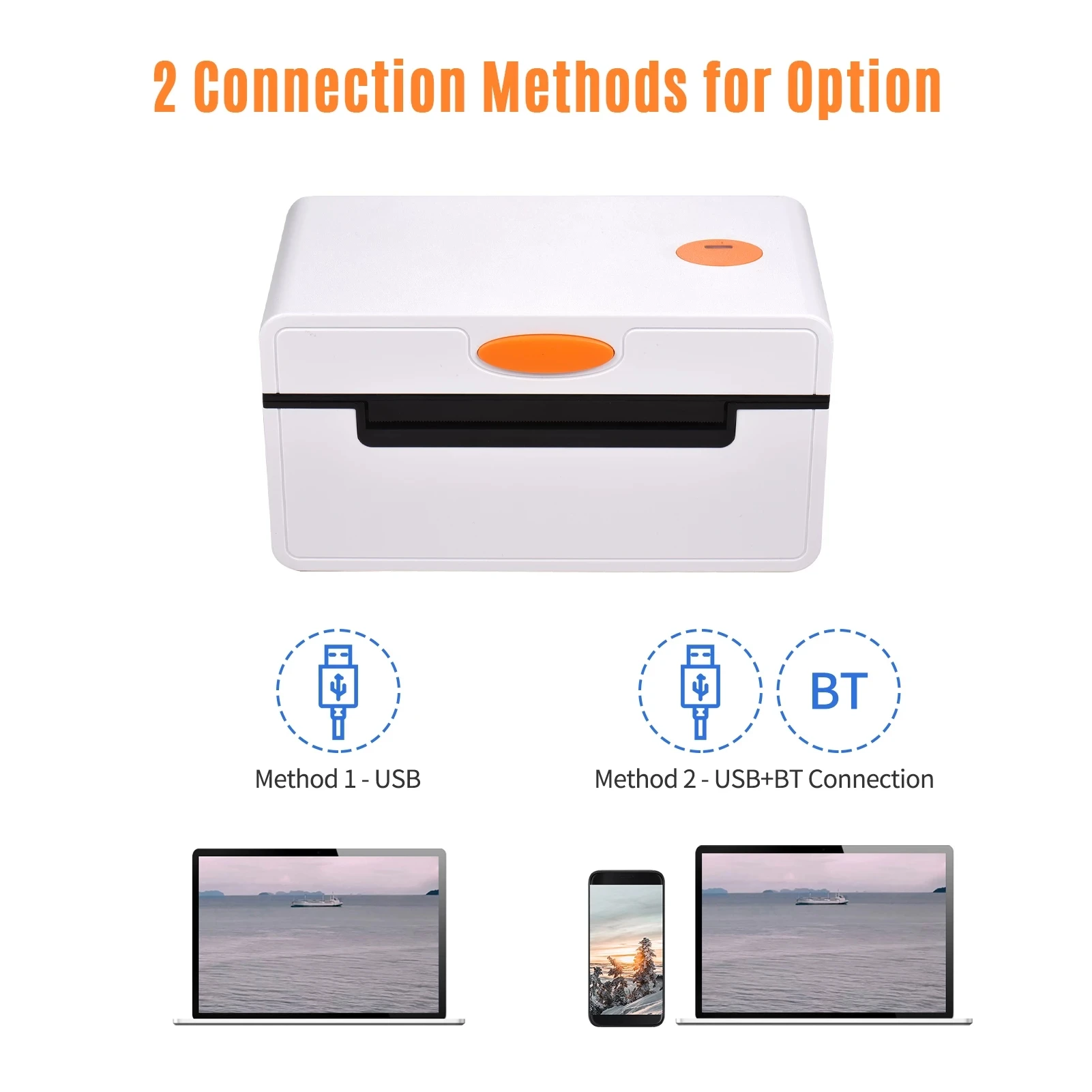 To Desktop 4 Inch Thermal Label Printer For 4x6 Shipping Barcode Label Printer High Speed USB Bluetooth Compatible With Windows