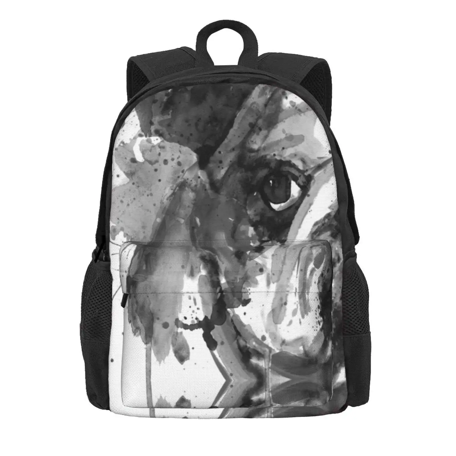 Black And White Half Faced English Bulldog Hot Sale Schoolbag Backpack Fashion Bags Marian Voicu Bulldog Lover Half Head Black