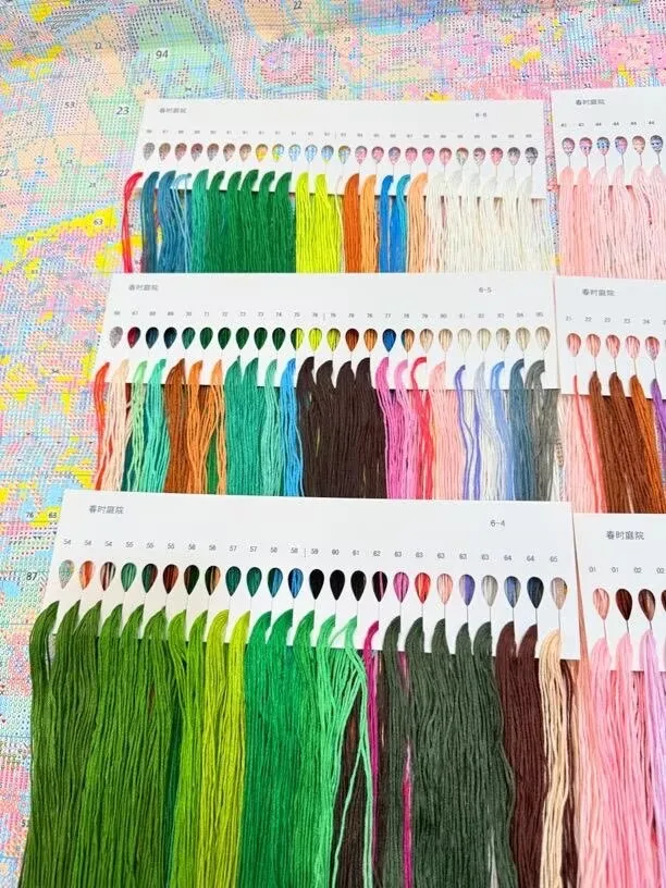 9CT 11ct 14ct Spring Courtyard Printed Kit Cross Stitch Embroidery DIY Needlework Home Decor Craft With Needles Threads 99 Color