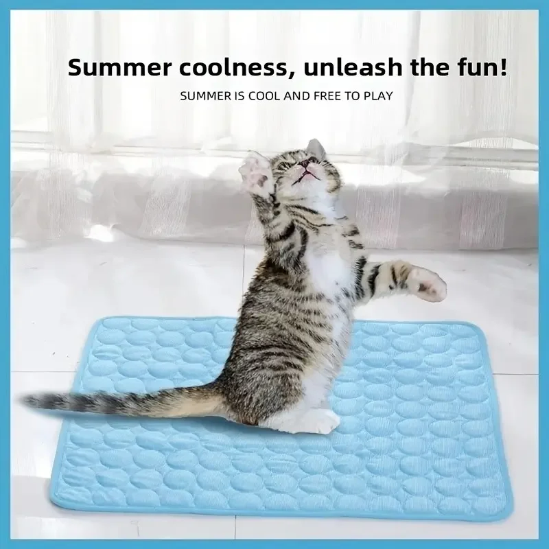 Pet Summer Ice Silk Cooling Pad, Large Medium Small Dogs Cats, Breathable Non-Slip Bite-Resistant Easy Wash, Universal Pet Mat view 5