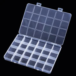 Caja de almacenamiento rectangular de plástico transparente de 24 rejillas para componentes de joyería, organizador de píldoras de cuentas, estuche para Punta de uñas