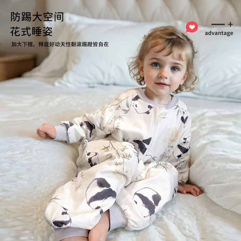 

2025 Autumn Winter Newborn Baby Foot-binding sleeping bags 250g Cotton Anti-kick Rompers Homewear Clothes for Boys Girl 70-120cm