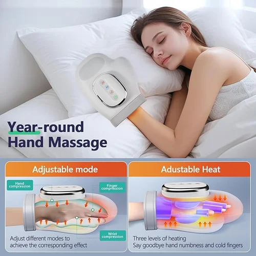 Imagen 2 del producto El más nuevo masajeador de mano eléctrico portátil con Airbag de calor, guante inalámbrico de compresión, masaje de dedos, palma, relajación completamente envuelta