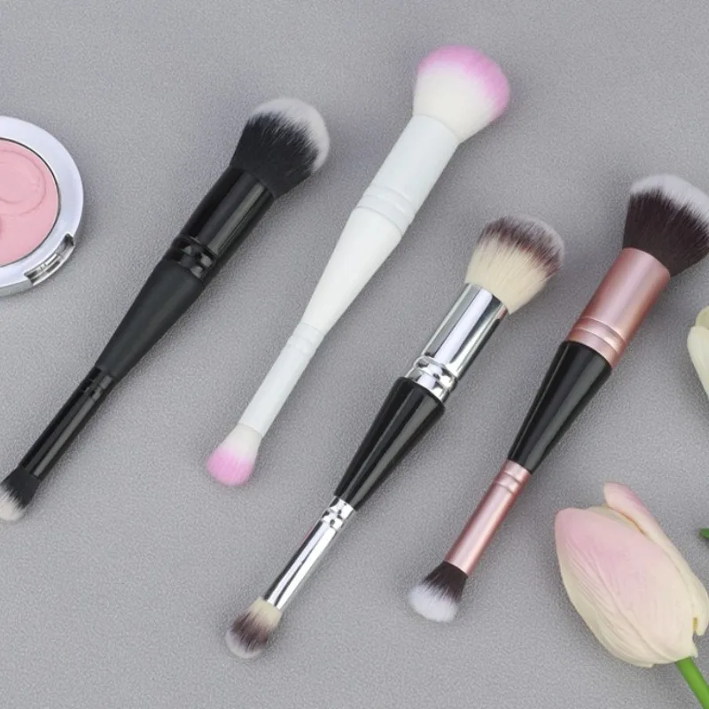 Pennelli per trucco professionale a doppia testa 2 in 1 per la miscelazione di bellezza, fard in polvere sciolta, fondotinta, fard, strumenti per il trucco di bellezza