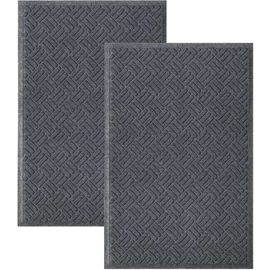 

2pack 35x23.5in Door Mat Indoor and Outdoor Welcome Mat, Absorbent and Drain Away Water Heavy Duty Entryway Doormat for Front Ba