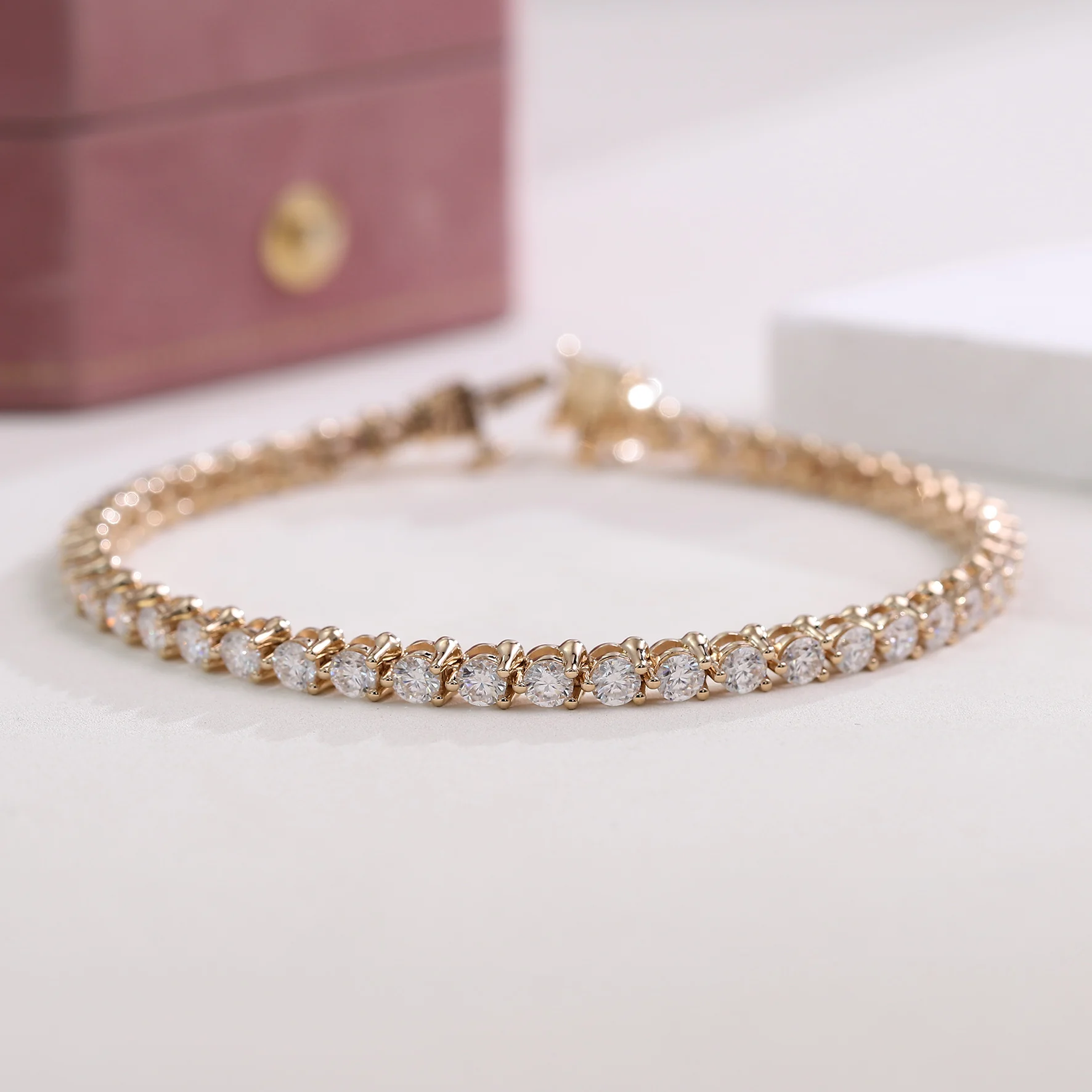 

Provence Luxury Tennis Bracelet 19cm 14K18K Yellow Gold DEF/VS Lab Diamonds Chain fashions Bangles for Women Fine jewelry Custom