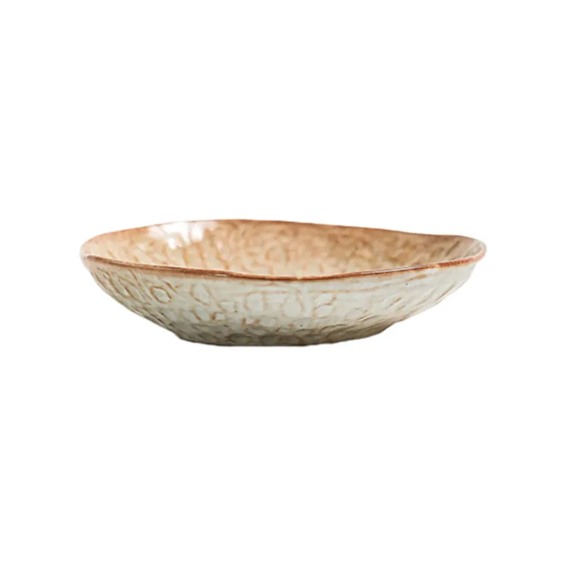 Handmade Shikino Japanese Cuisine Utensil Vegetable Dish Household Rough Pottery Retro Fish Dish Rice Bowl