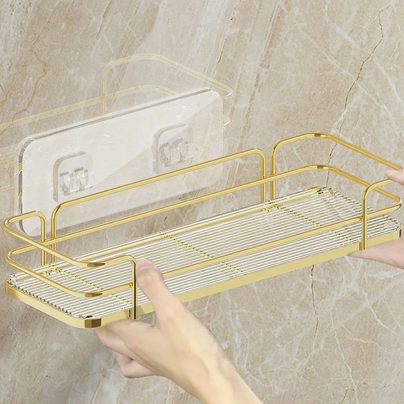 Light Luxury Small Wall Mounted Shelf Acrylic No Punch Bathroom Storage Cabinet Sink Organizer Cosmetic Tray Rectangular Basket