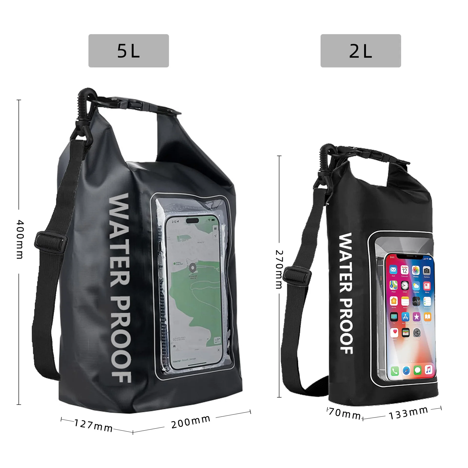 

2L 5L Waterproof Phone Bag Swimming Gym Dry Bags Beach Pocket Backpack Kayaking Trekking Drifting Surfing Outdoor Backpack