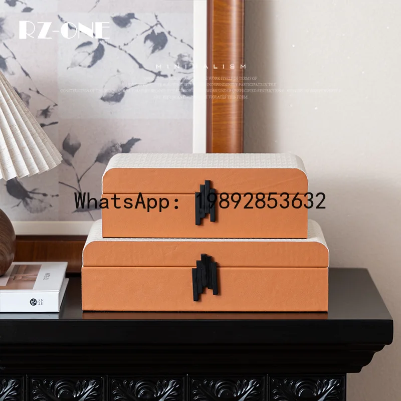 

High-end leather jewelry box - modern minimalist design for bedroom, living room, entryway storage, and desktop soft decoration