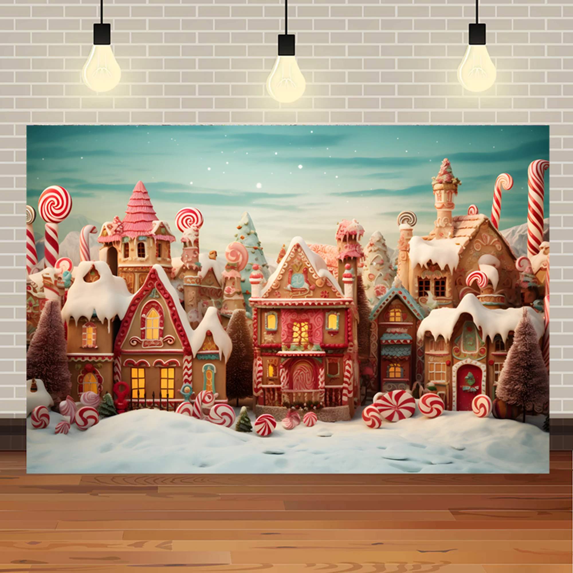 Winter Candy Christmas Castle Background Ice and Snow World White Snowflake Photography Background Little Princess Firstbirthday