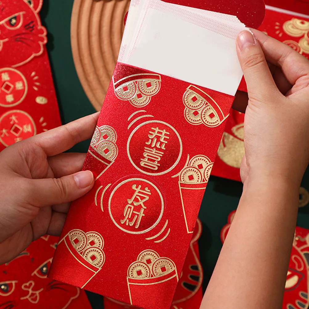 

16Pcs Chinese New Year Red Envelopes Tiger Print Luck Money Bag Elegant Envelope for Spring Festival Greeting Card Invitation