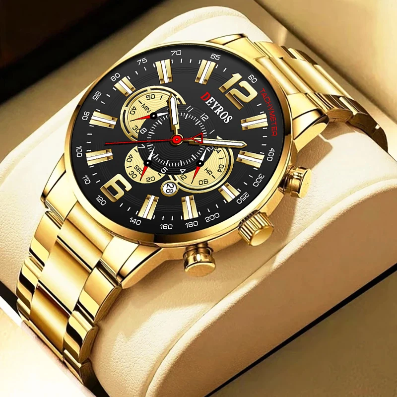 

Luxury Men's Watches Stainless Steel Calendar Quartz Men Wrist Watch Fashion Male Business Luminous Leather Clock reloj hombre