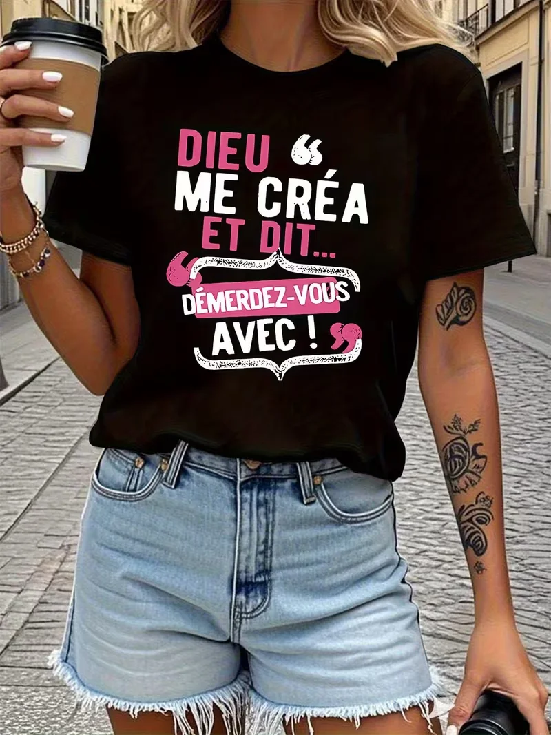 

Women's crew neck short-sleeved T-shirt for spring and summer, suitable for casual shopping, holiday gifts, and friend gathering