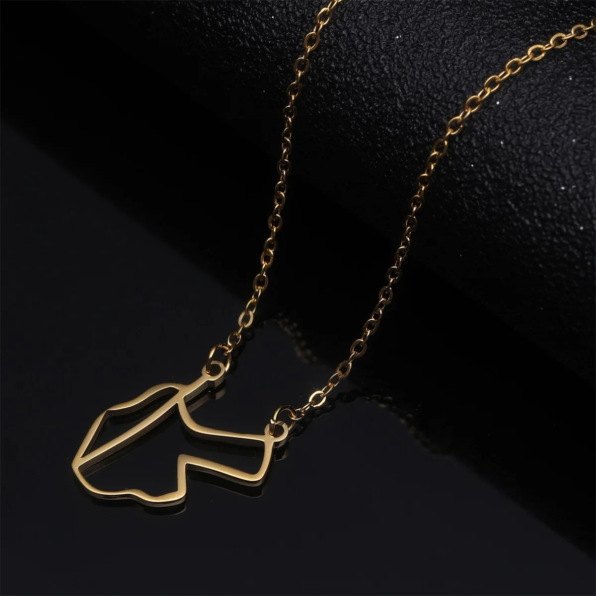 Outline Jordan Map Pendant Necklaces For Women Men Gold Color Country Jewelry Patriotic Gifts