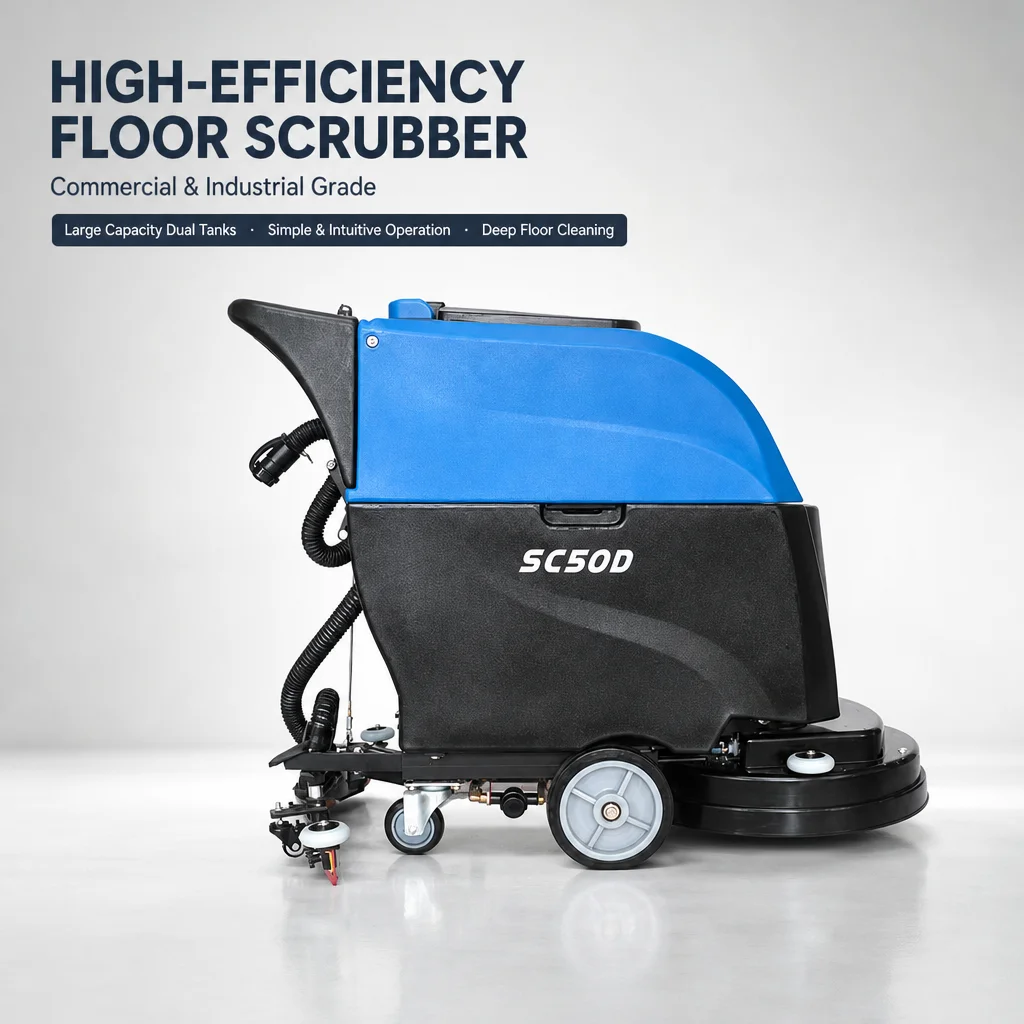 Floor Scrubber Machine Walk Behind - 8m Cable Heavy Duty Walk Behind