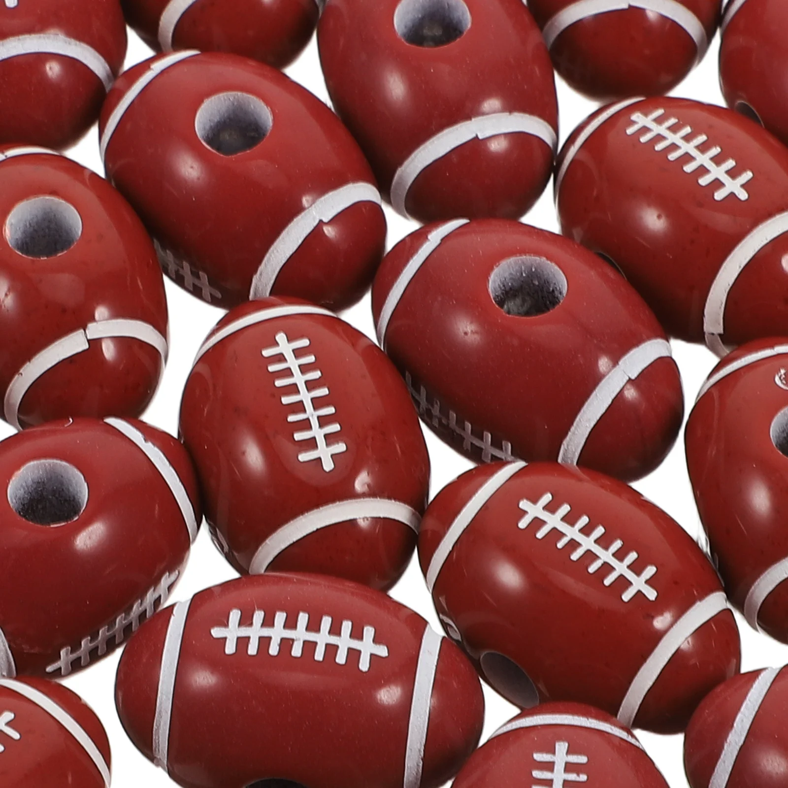 50 pçs bolas de rugby contas acrílico esporte solto espaçador para diy jóias fazendo artesanato crianças educação atividade colorido jogo amarrando